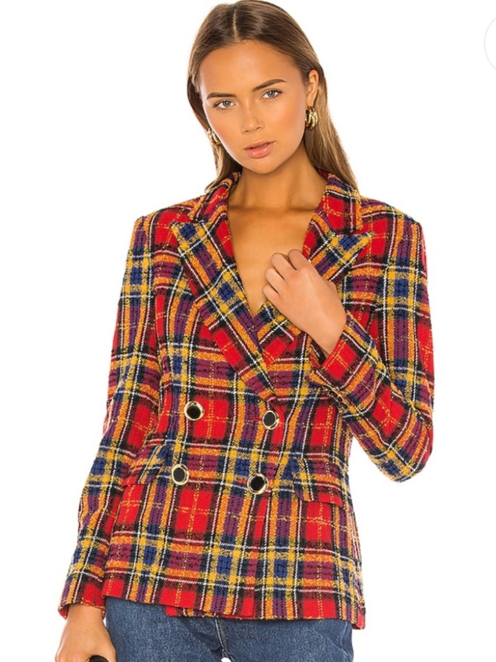 Amanda Uprichard Winters Tweed Plaid Blazer in Scotland Check - Picture 2 of 7